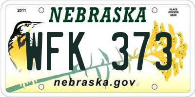 NE license plate WFK373