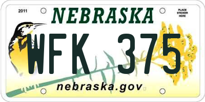 NE license plate WFK375