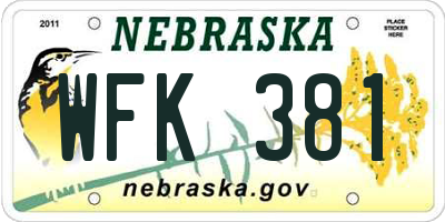 NE license plate WFK381
