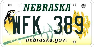 NE license plate WFK389