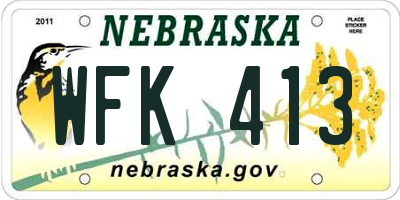 NE license plate WFK413