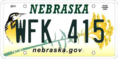 NE license plate WFK415