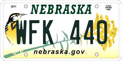 NE license plate WFK440