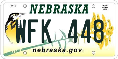 NE license plate WFK448