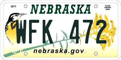 NE license plate WFK472