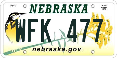 NE license plate WFK477