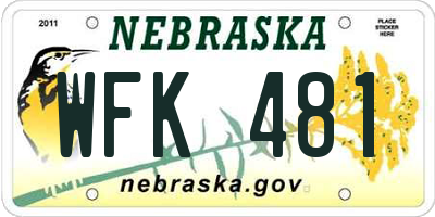 NE license plate WFK481