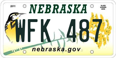 NE license plate WFK487