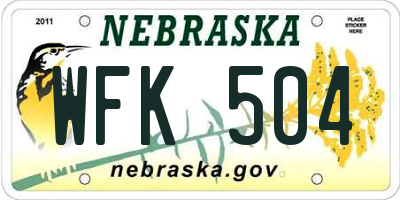 NE license plate WFK504