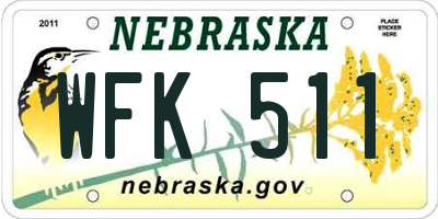 NE license plate WFK511