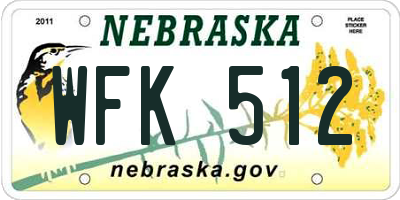 NE license plate WFK512