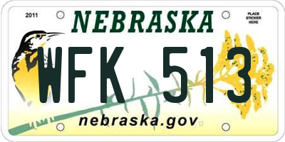 NE license plate WFK513
