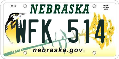 NE license plate WFK514