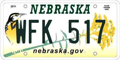 NE license plate WFK517