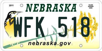 NE license plate WFK518
