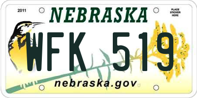 NE license plate WFK519