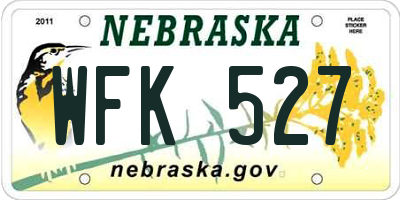 NE license plate WFK527