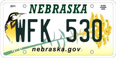 NE license plate WFK530