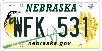 NE license plate WFK531
