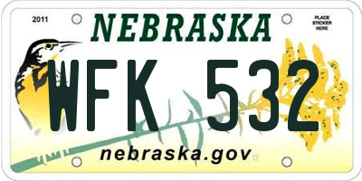 NE license plate WFK532