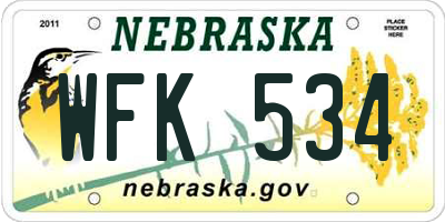 NE license plate WFK534