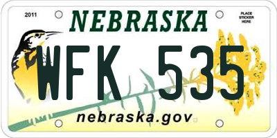 NE license plate WFK535