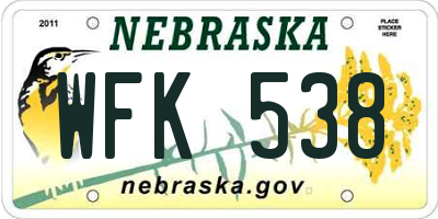 NE license plate WFK538
