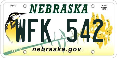 NE license plate WFK542