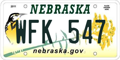 NE license plate WFK547