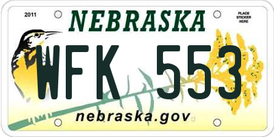 NE license plate WFK553