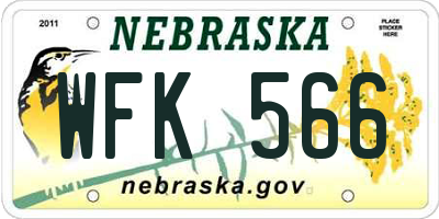 NE license plate WFK566