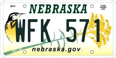 NE license plate WFK571