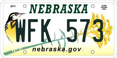 NE license plate WFK573