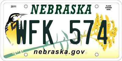 NE license plate WFK574
