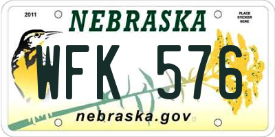 NE license plate WFK576