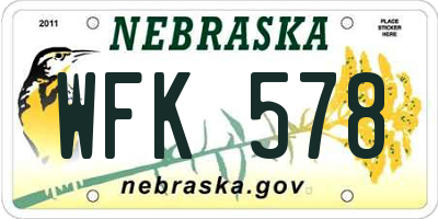 NE license plate WFK578
