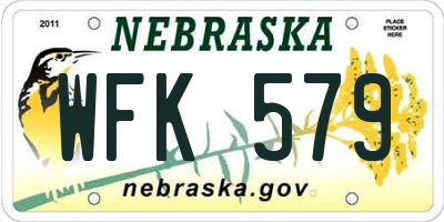 NE license plate WFK579