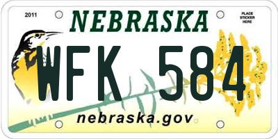 NE license plate WFK584