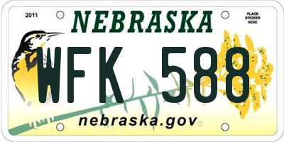 NE license plate WFK588