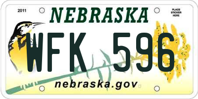 NE license plate WFK596
