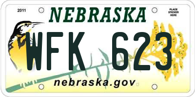NE license plate WFK623
