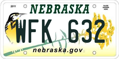 NE license plate WFK632