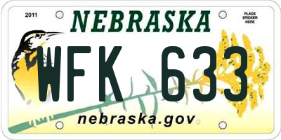 NE license plate WFK633