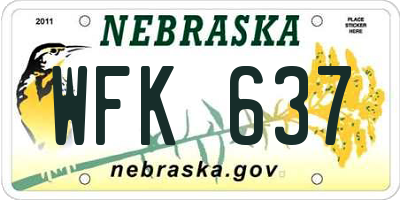 NE license plate WFK637