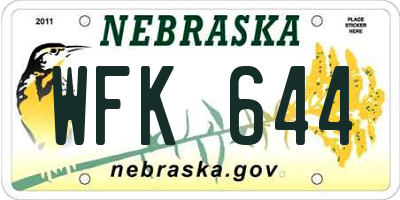 NE license plate WFK644