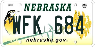 NE license plate WFK684