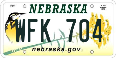 NE license plate WFK704