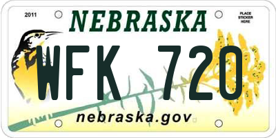 NE license plate WFK720