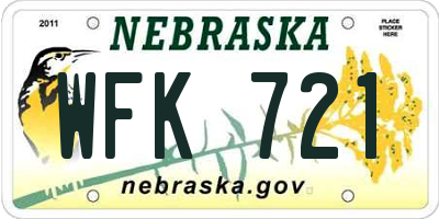 NE license plate WFK721