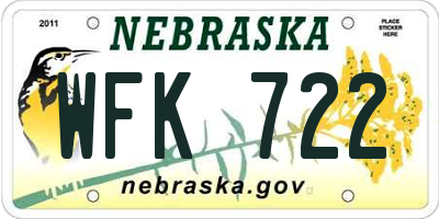 NE license plate WFK722